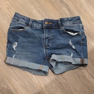 Dark Wash Distressed Jean Shorts